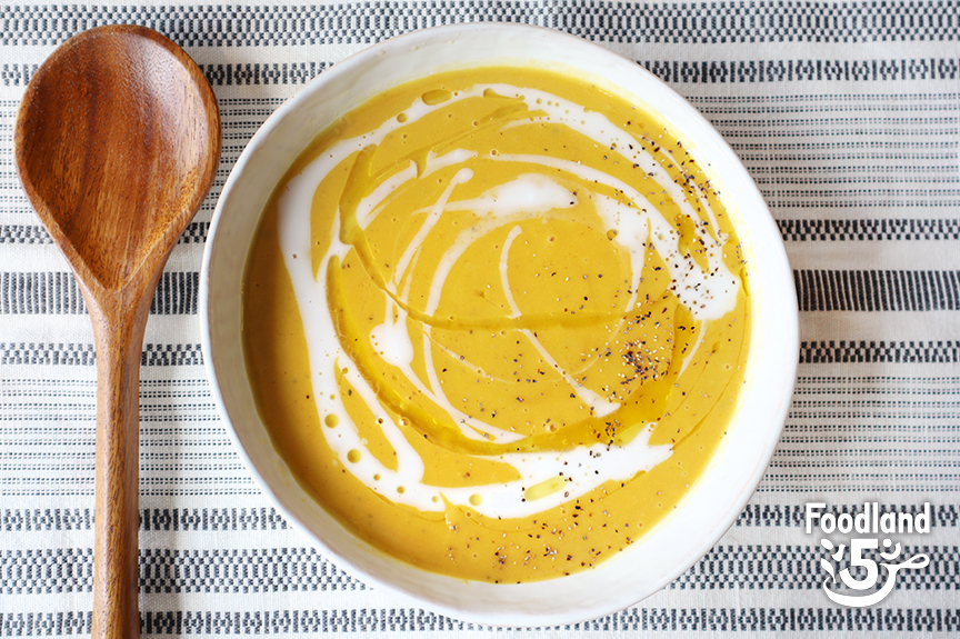 Curry Roasted Kabocha Soup with Ginger & Coconut Milk (VEGAN)